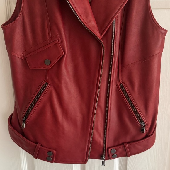 Vintage Cache Leather Motorcycle Vest, Red, M - Picture 2 of 6